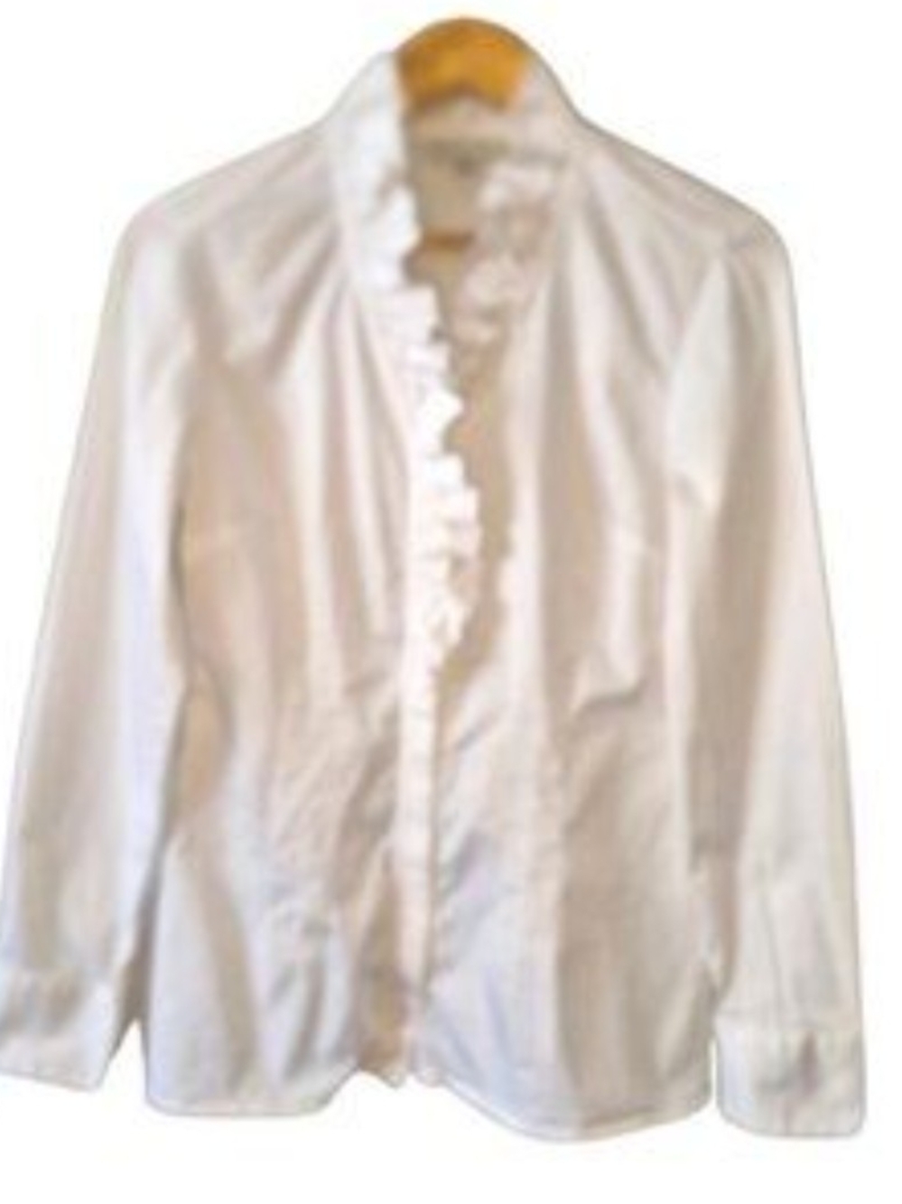 Banana Republic White Ruffle-Front Women's Button Down Shirt